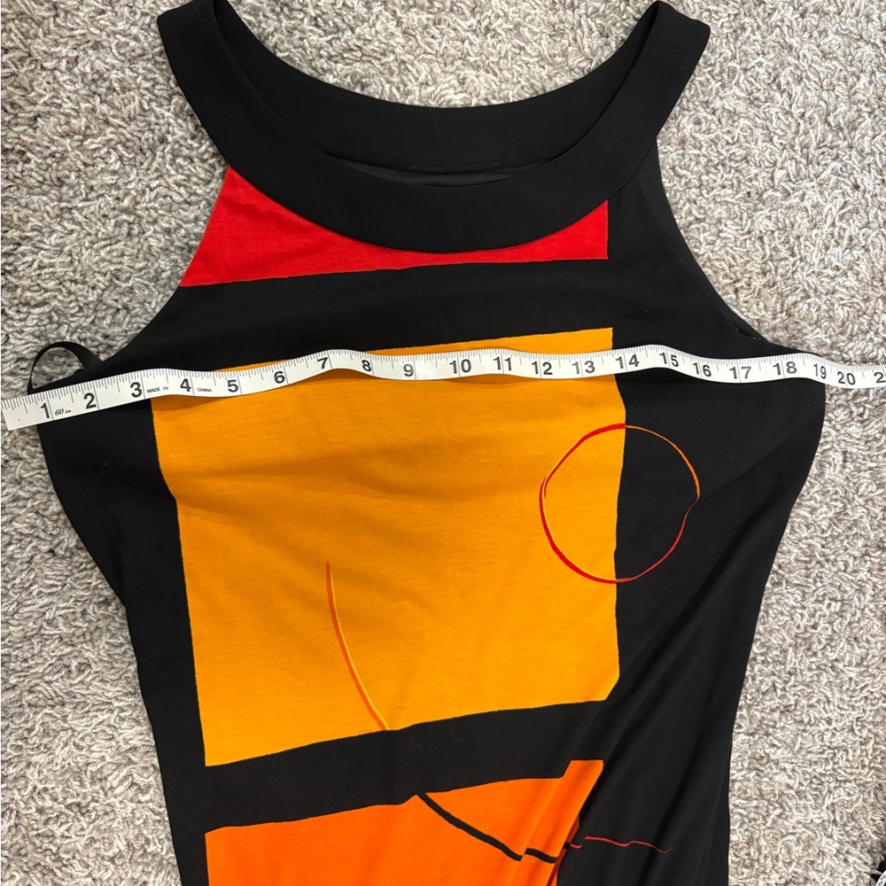 Joseph Ribkoff Abstract Yellow, Orange, Red Sheath Mini Dress - 10 - Picture 8 of 10
